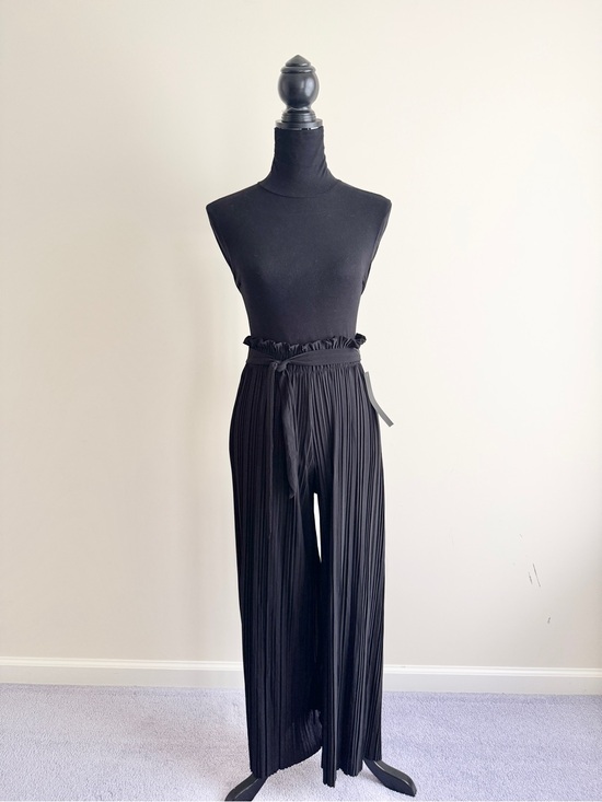 New Mix Pants - Vintage New Mix Pleated Wide Leg Pants Black Size 2 NWT tie waist classic career